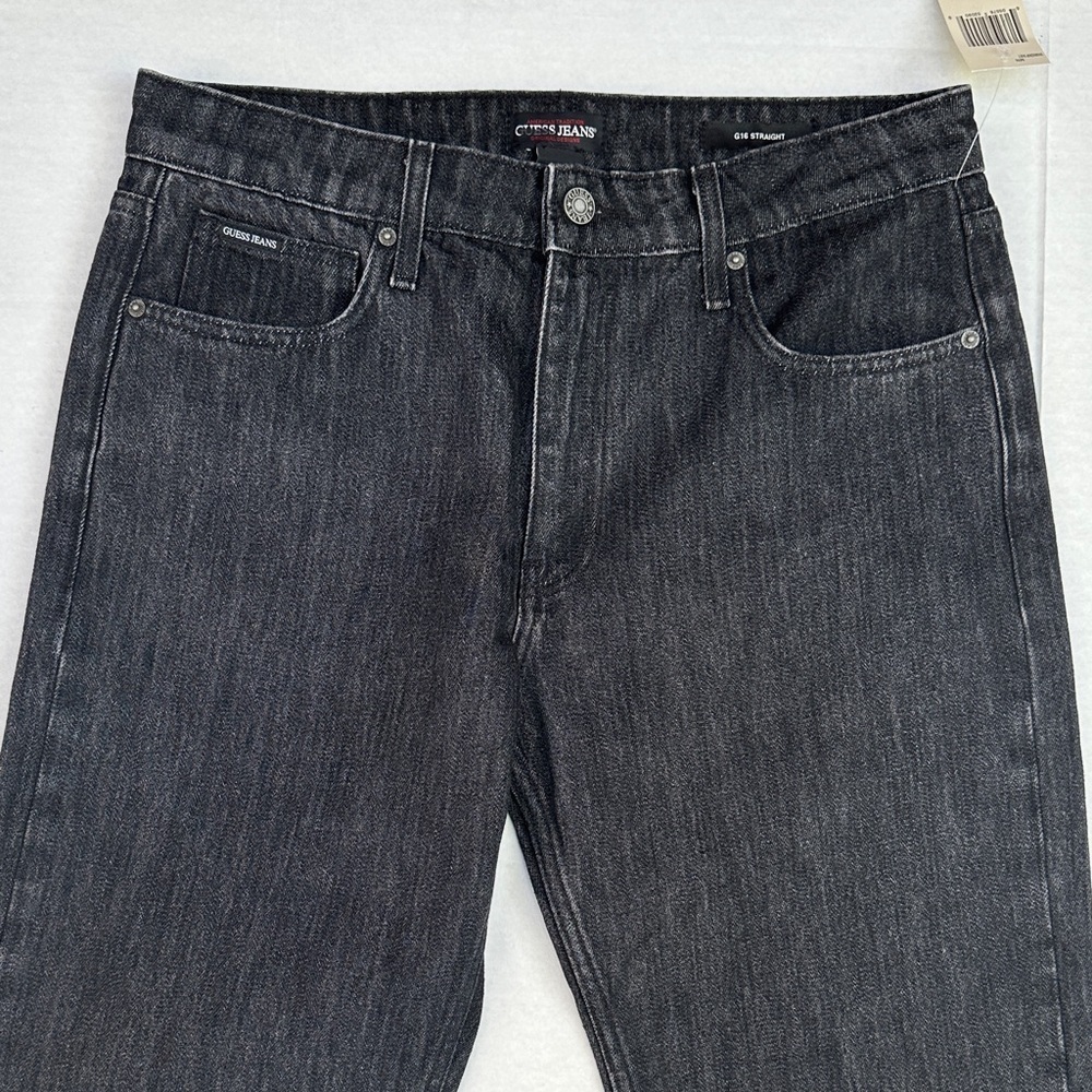 New Guess Black Straight Leg Men Jeans SZ 32 - Picture 8 of 11
